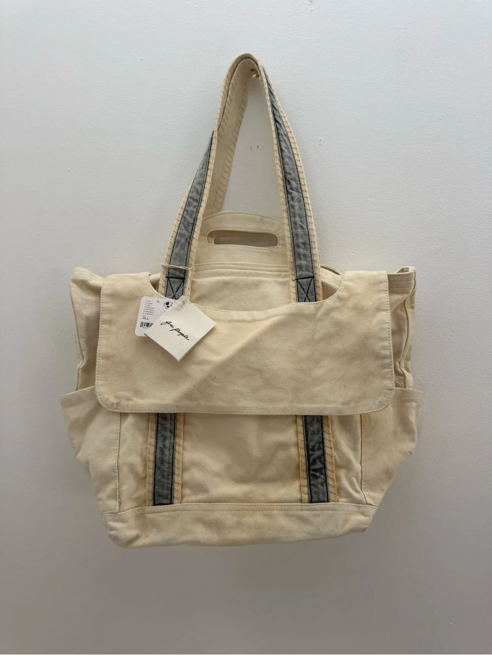 Free People Cordes Canvas Tote Bag Natural